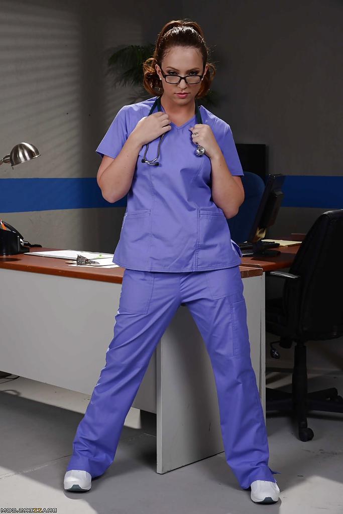 16P Naughty nurse Maddy Oreilly strips off uniform to expose sexy feet and cunt