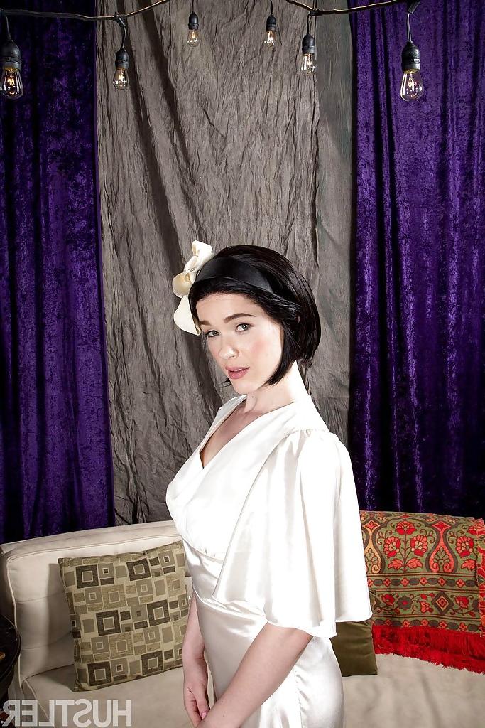 16P Solo girl Penny Brooks strips off uniform to expose big pornstar boobs