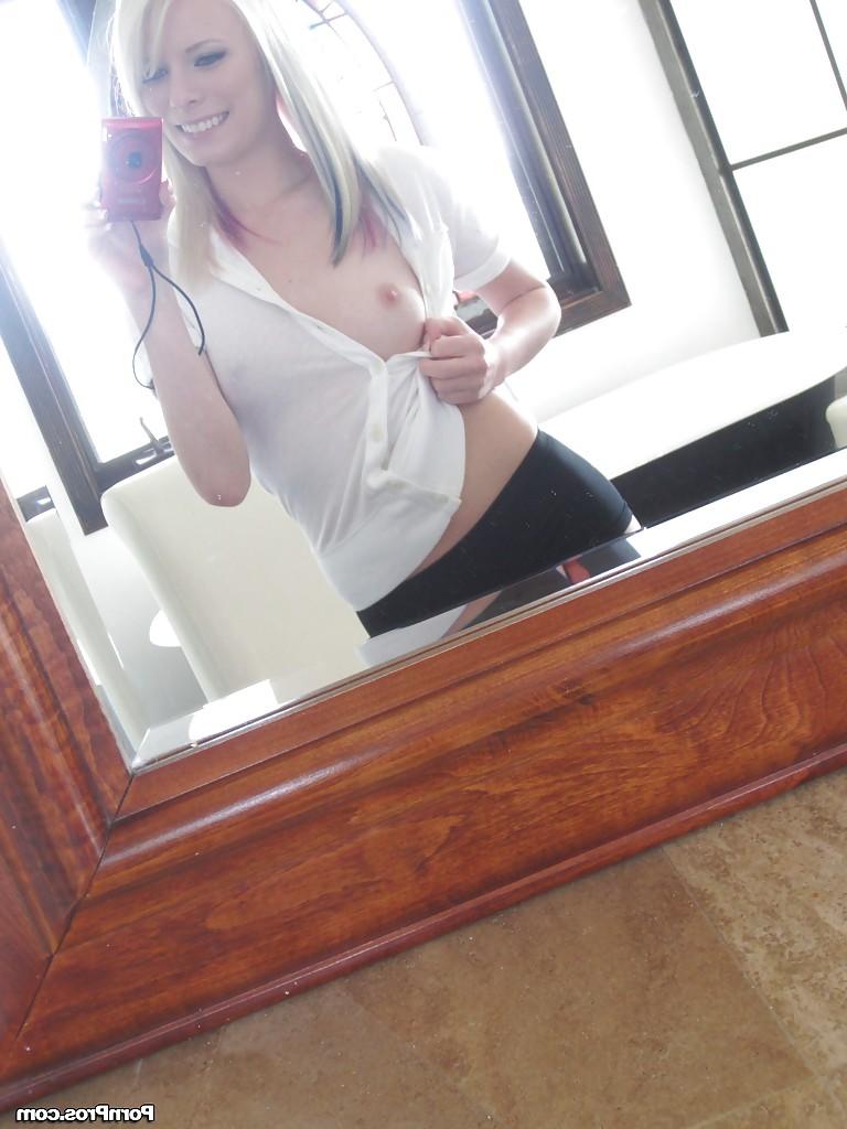 13P Self shots of a blonde teen babe with tiny tits Elaina Raye