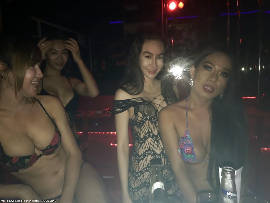 16P Asian trannies flashing tits and grinding while dancing in strip club
