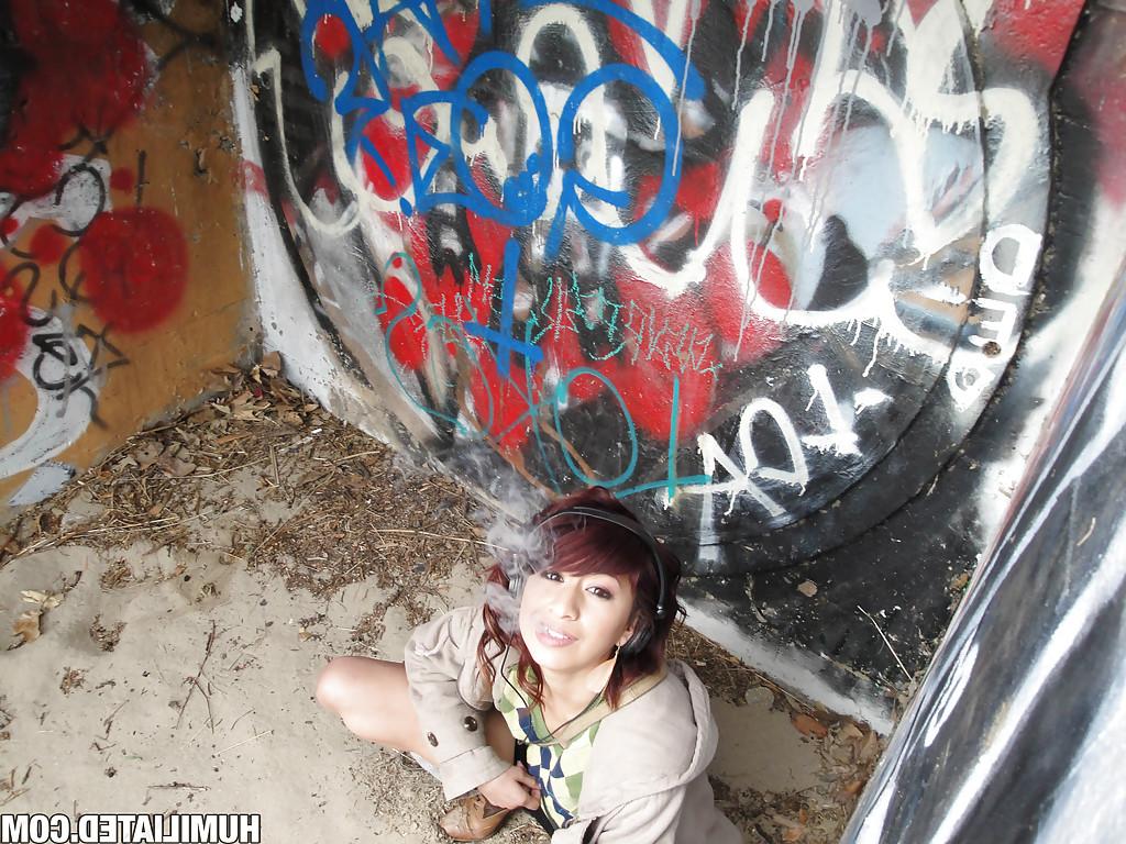 16P Latina teen babe Zoey is smoking and walks around in sexy outfit