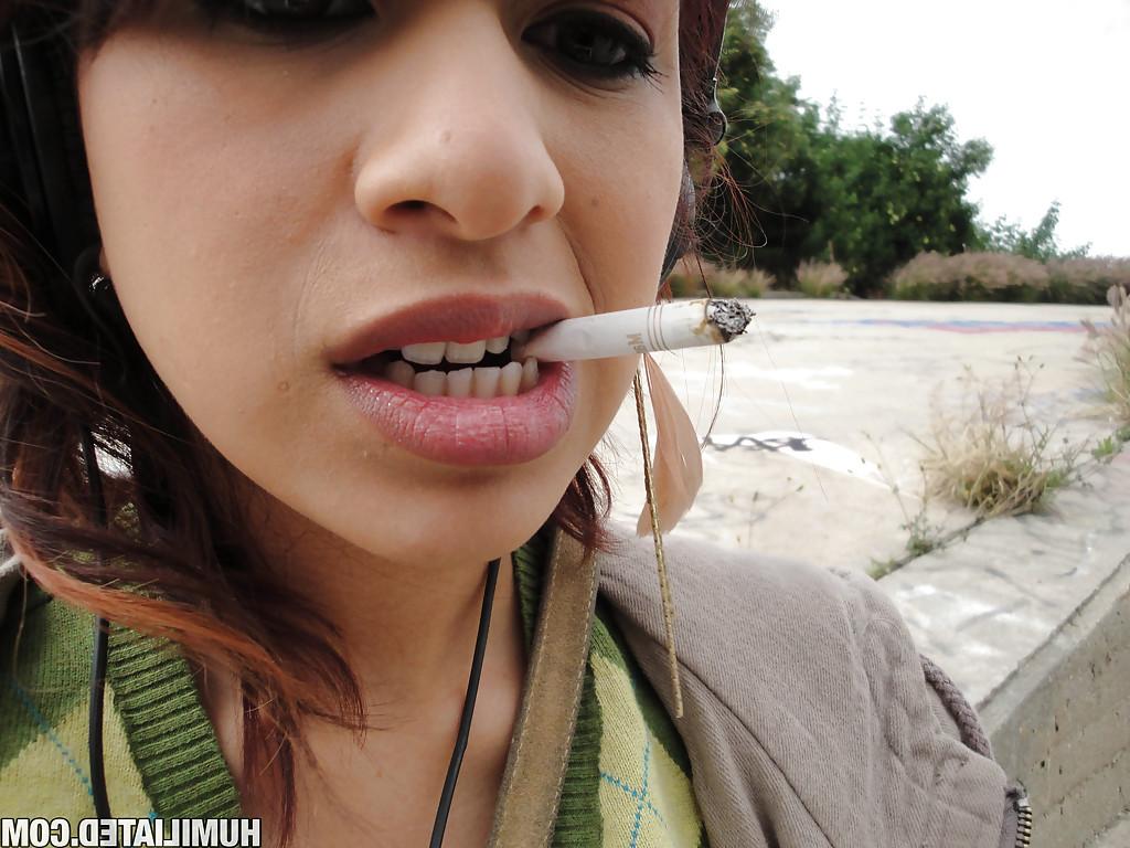16P Latina teen babe Zoey is smoking and walks around in sexy outfit