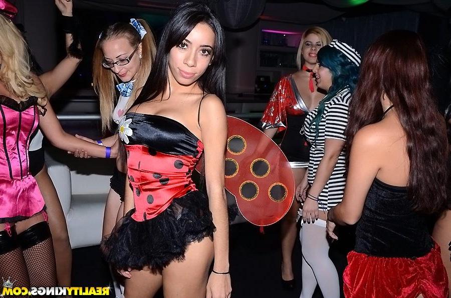 20P Hot club girls dress up in their costumes and fuck in a night club