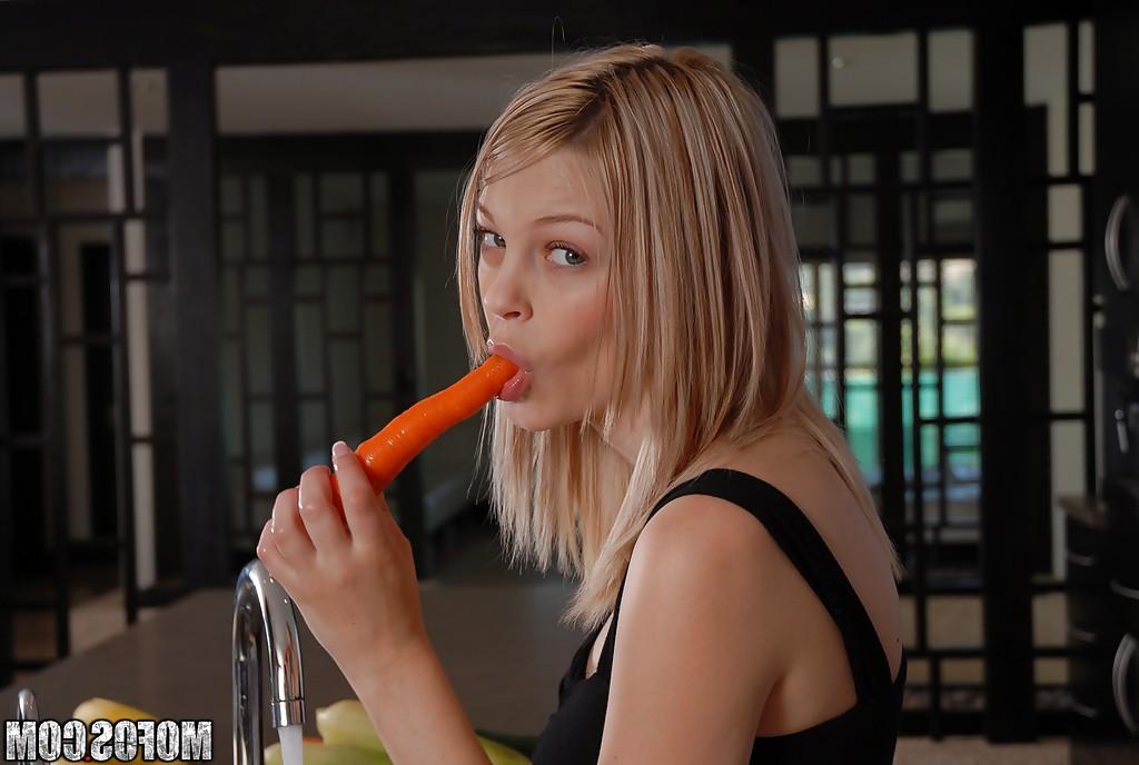 16P Cute teen Bree Daniels undressing and masturbating her cunt in the kitchen