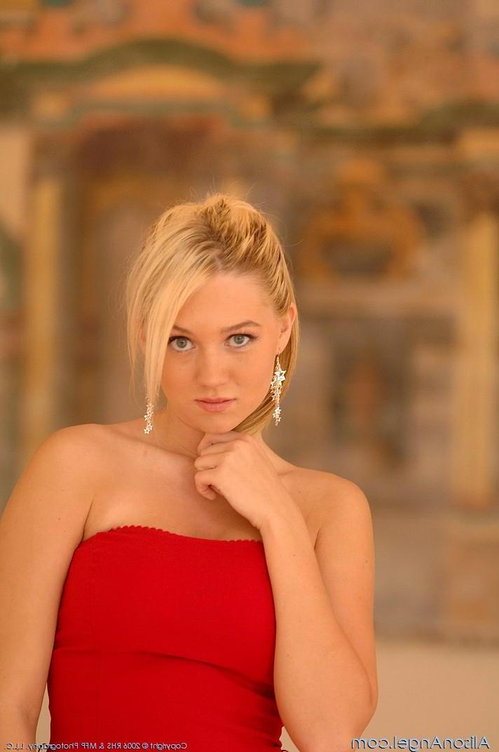 20P Pictures of teen Alison Angel flashing in her sexy red dress