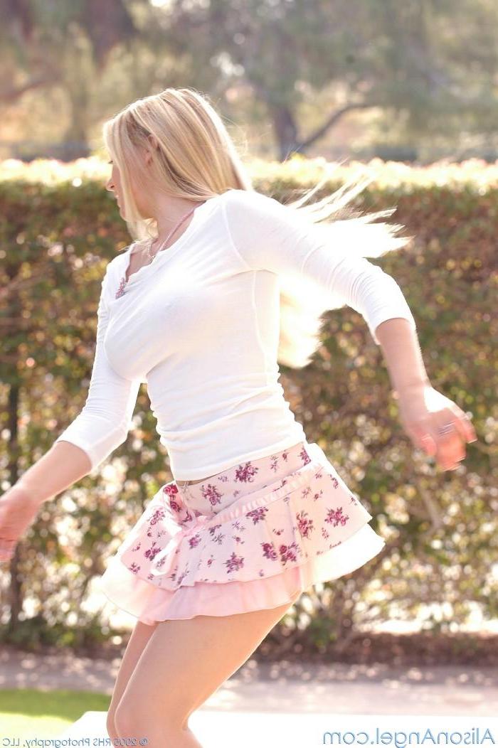 20P Pictures of teen Alison Angel showing you her pussy outside
