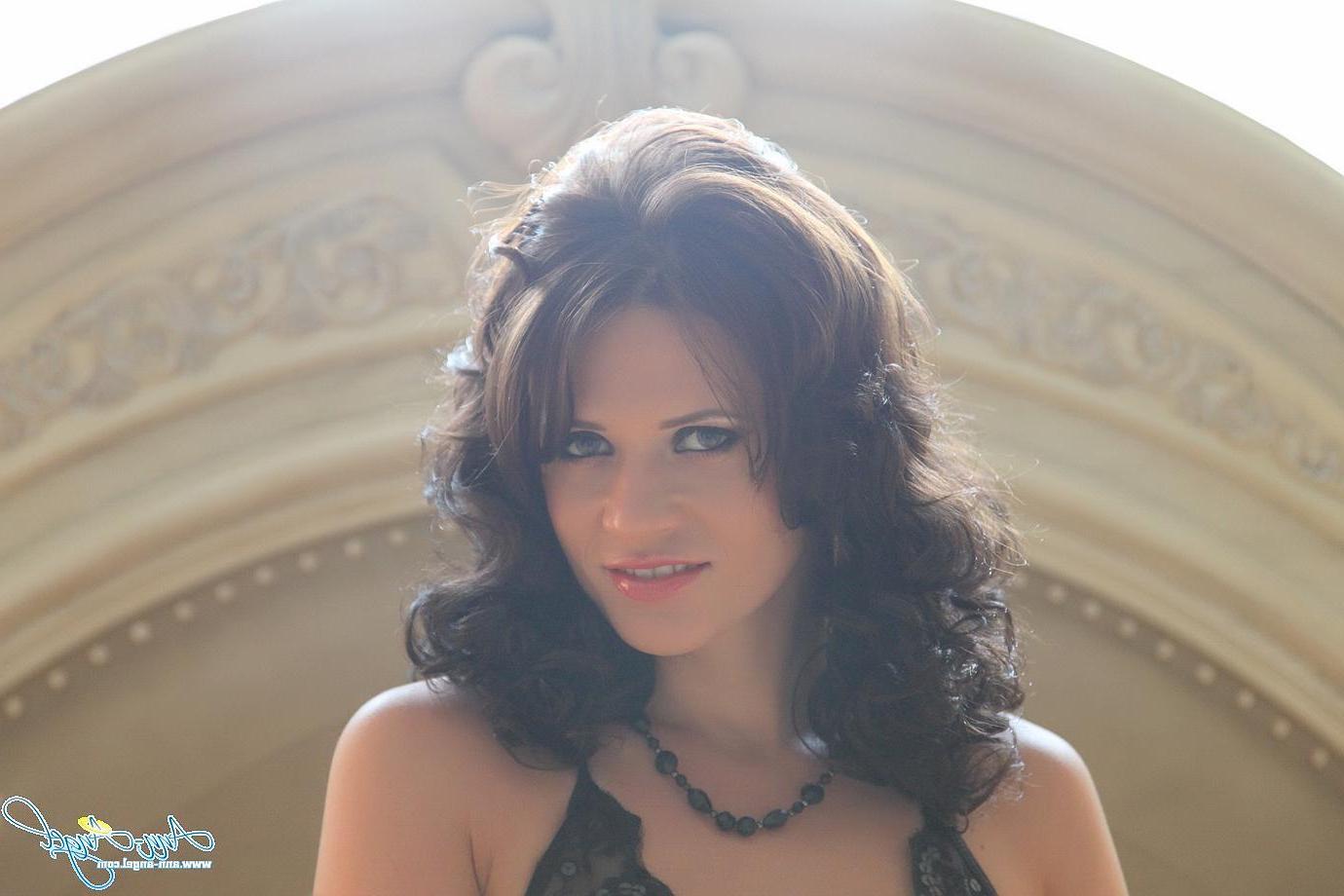 15P Pictures of Ann Angel dressed up in super sexy black lingerie just for you