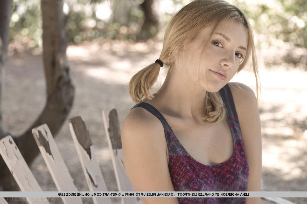 18P Blonde teen Lena Anderson gets naked for you outside