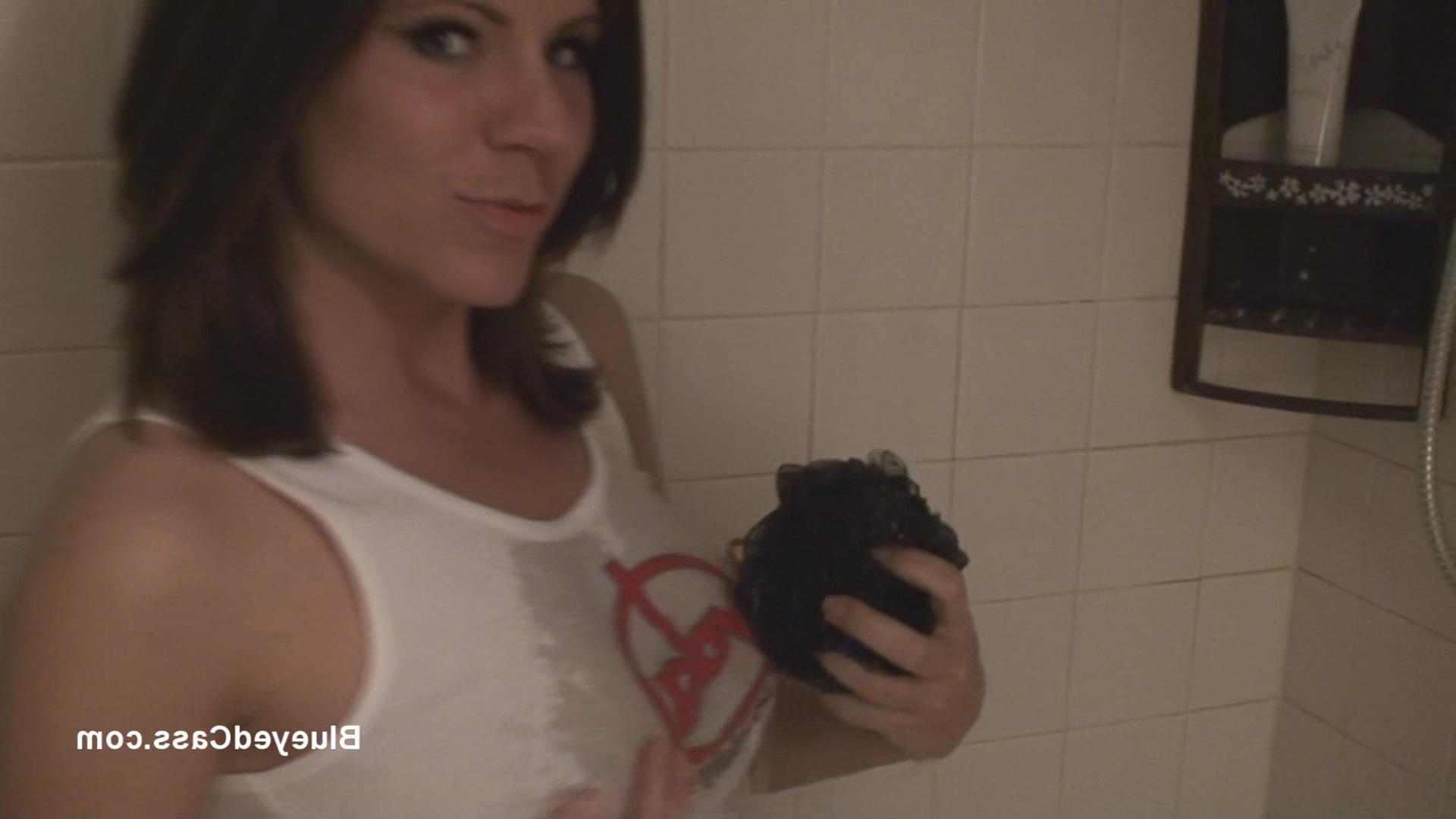 15P Screencaps of Blueyed Cass getting her white shirt all wet
