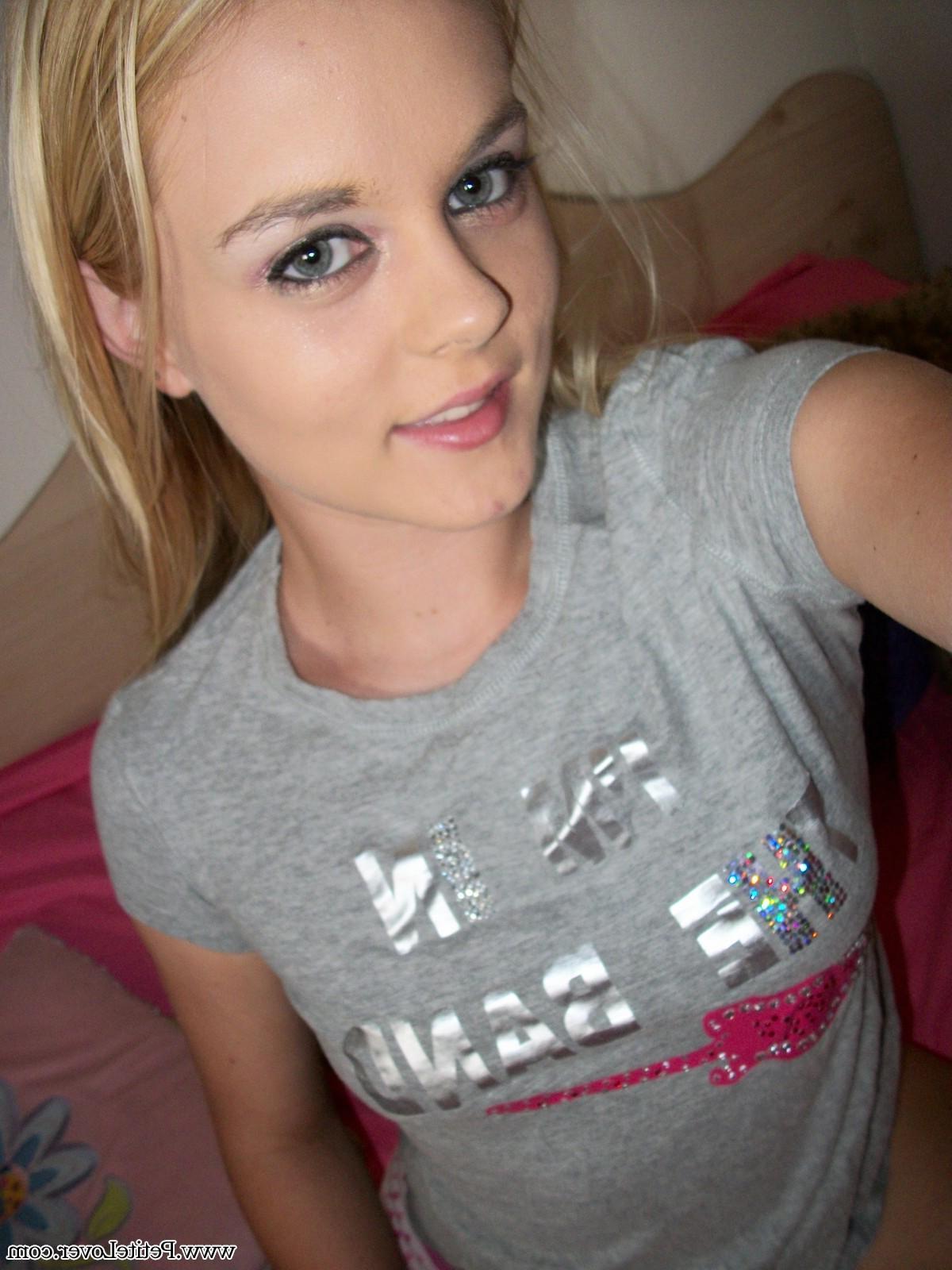 16P Blonde teen Bri skies takes sexy selfies of her perky tits and tight pussy