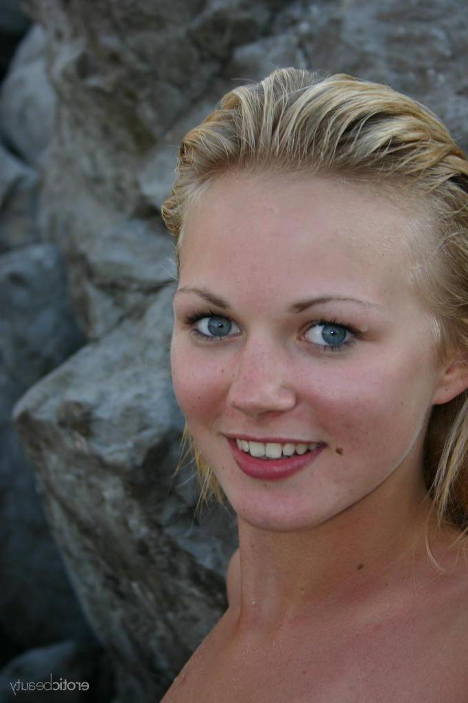 16P Blonde teen Chantel A gets all wet outside