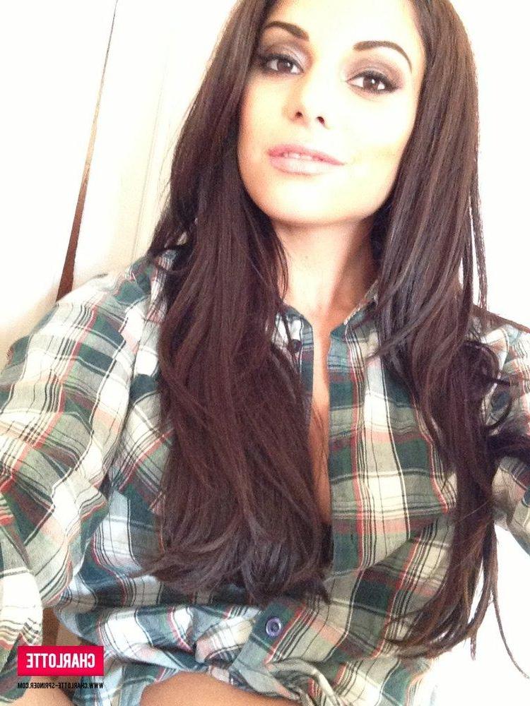 12P Charlotte Springer strips from her plaid shirt just for you