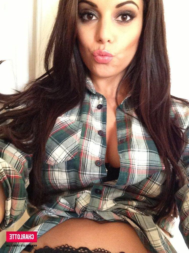 12P Charlotte Springer strips from her plaid shirt just for you