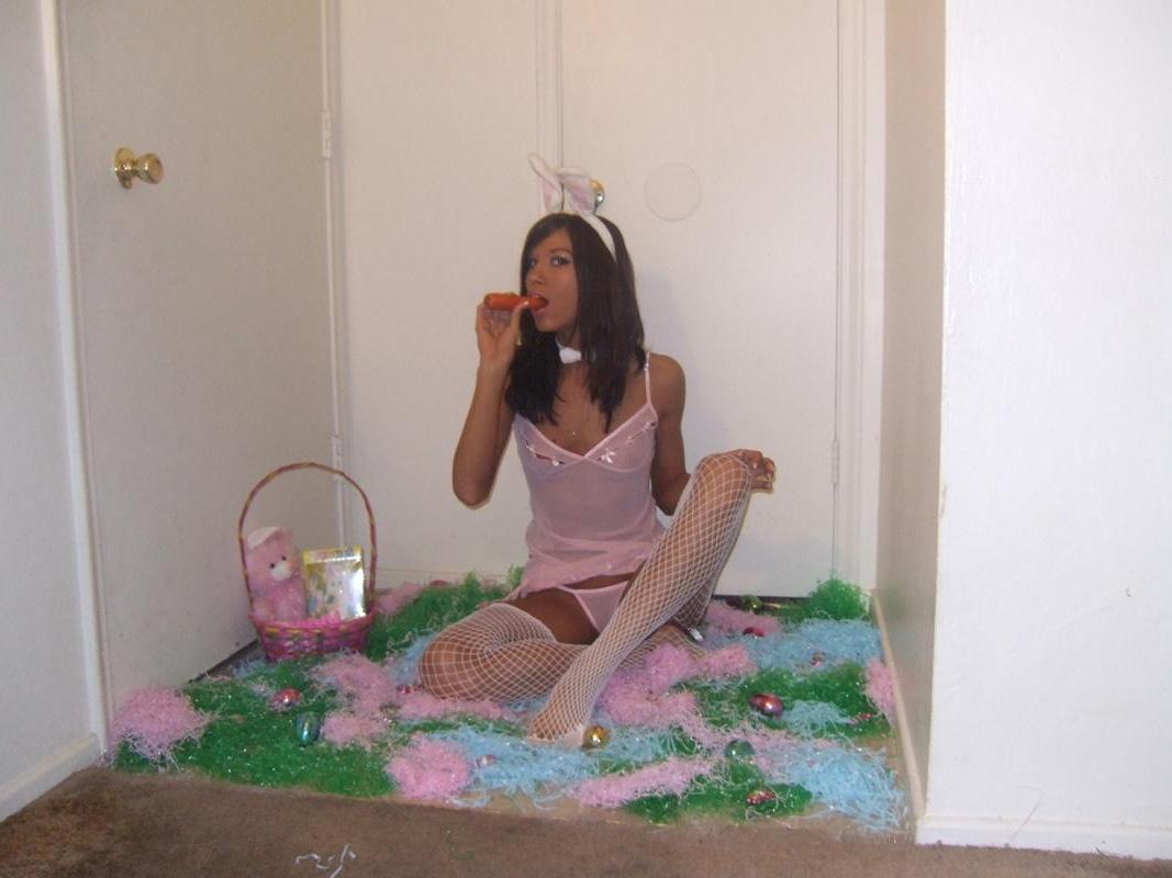 15P Chloe Knight dresses up as your hot fuck bunny for easter