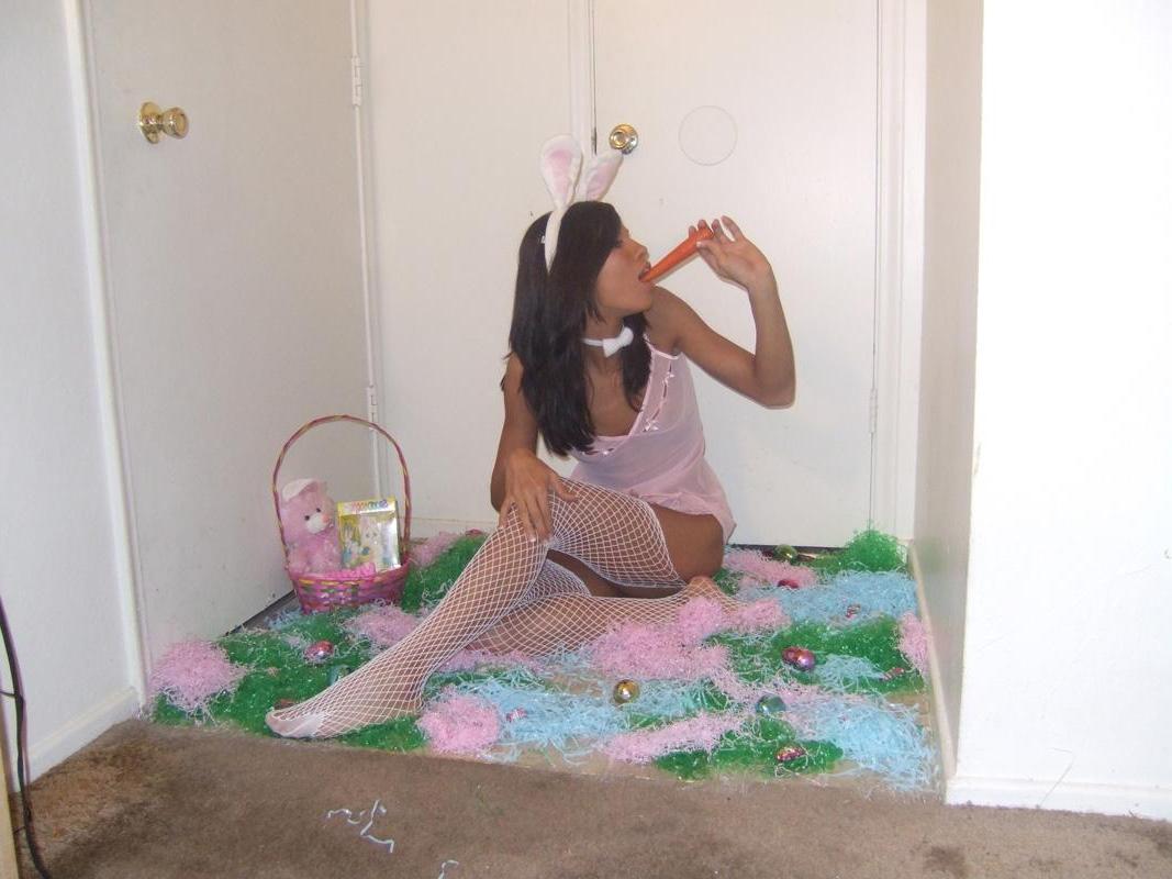 15P Chloe Knight dresses up as your hot fuck bunny for easter
