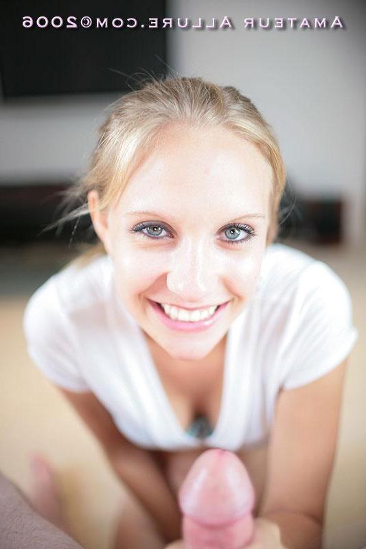 16P Skinny blonde eats cock and gets a facial