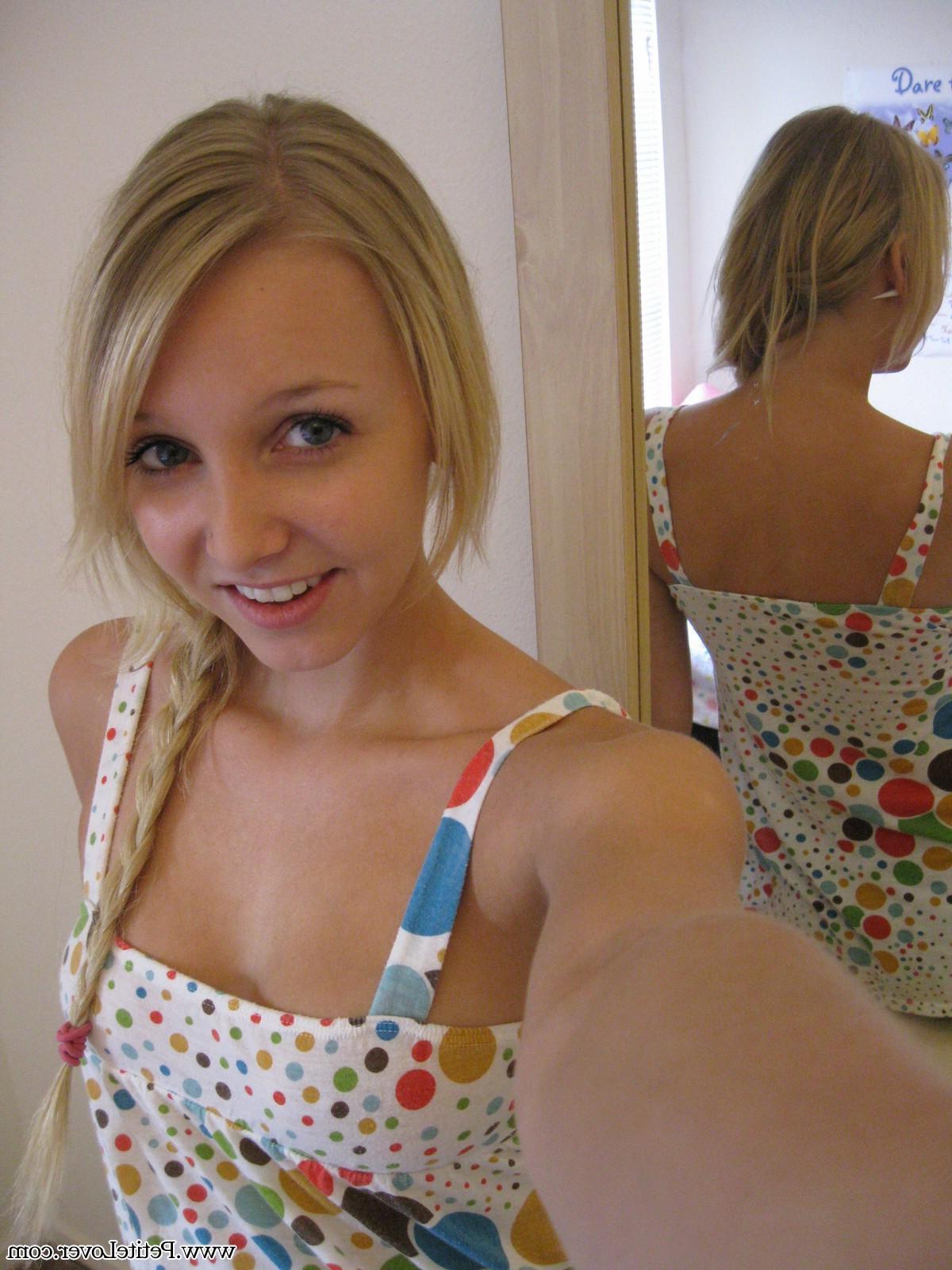 16P Petite blonde teen Elle shows off her sexy ass and perfect natural boobs