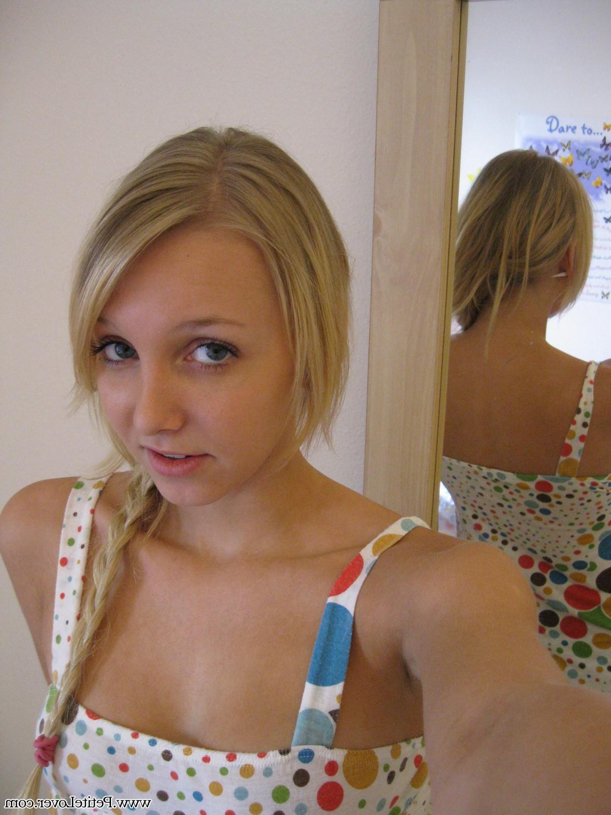 16P Petite blonde teen Elle shows off her sexy ass and perfect natural boobs