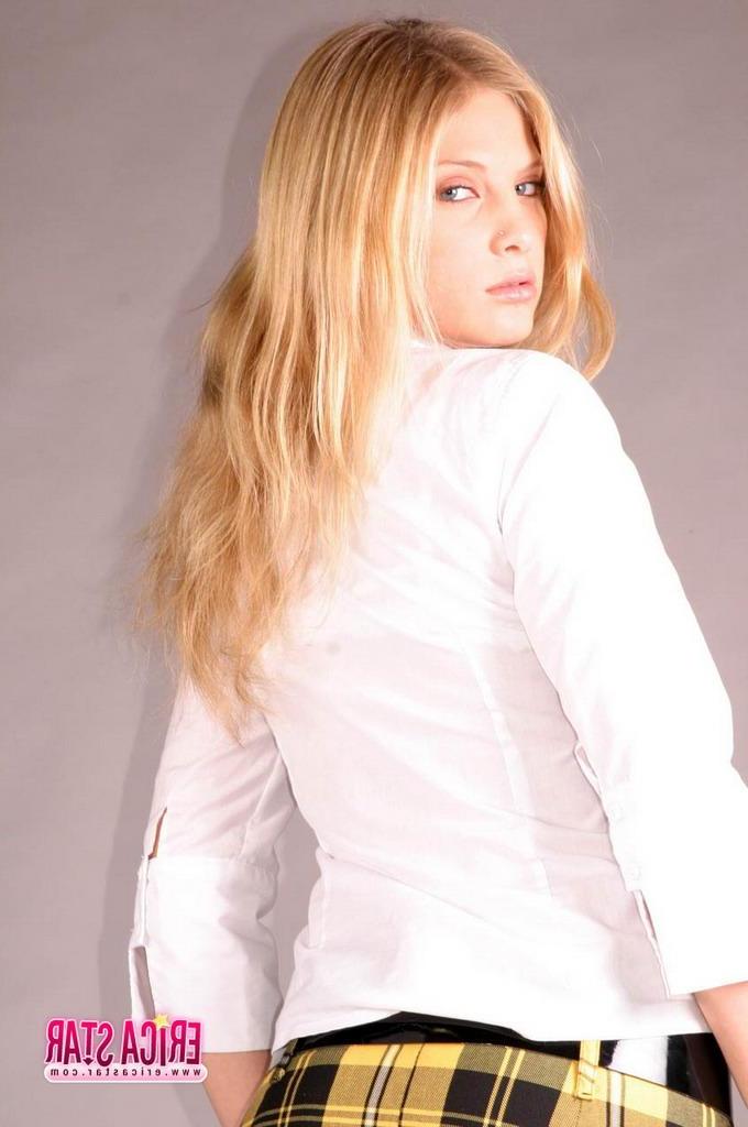 15P Pictures of Erica Star teasing in a schoolgirl uniform