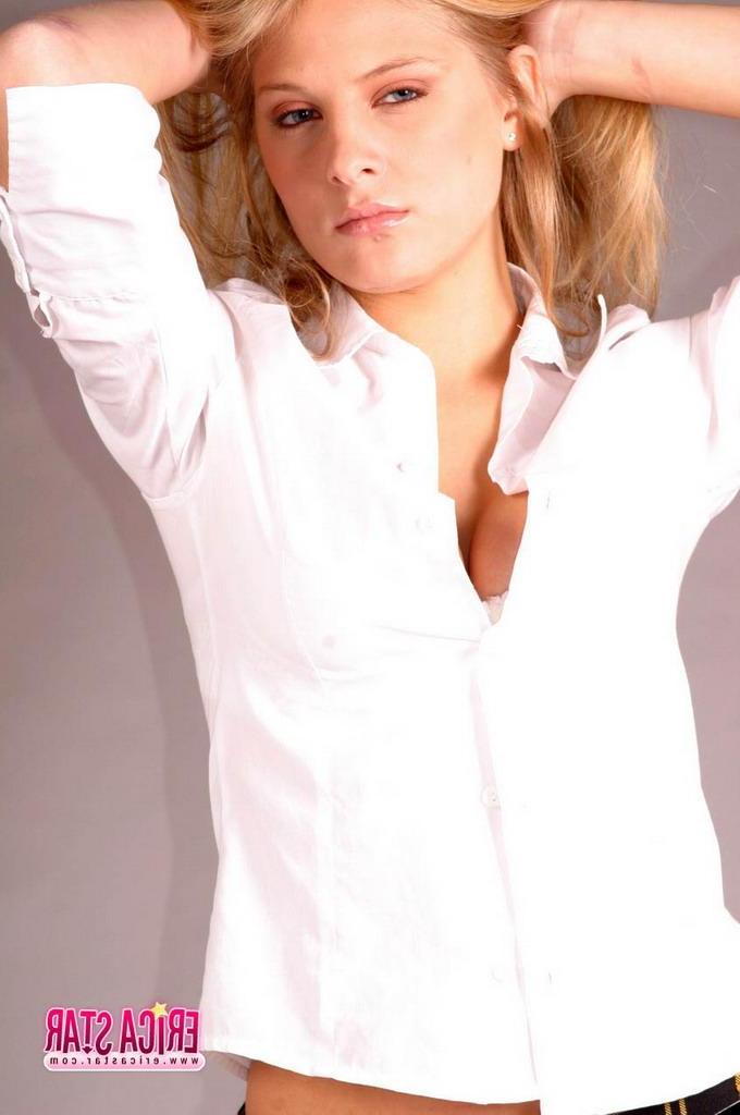 15P Pictures of Erica Star teasing in a schoolgirl uniform