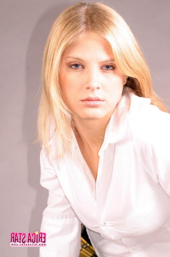 15P Pictures of Erica Star teasing in a schoolgirl uniform