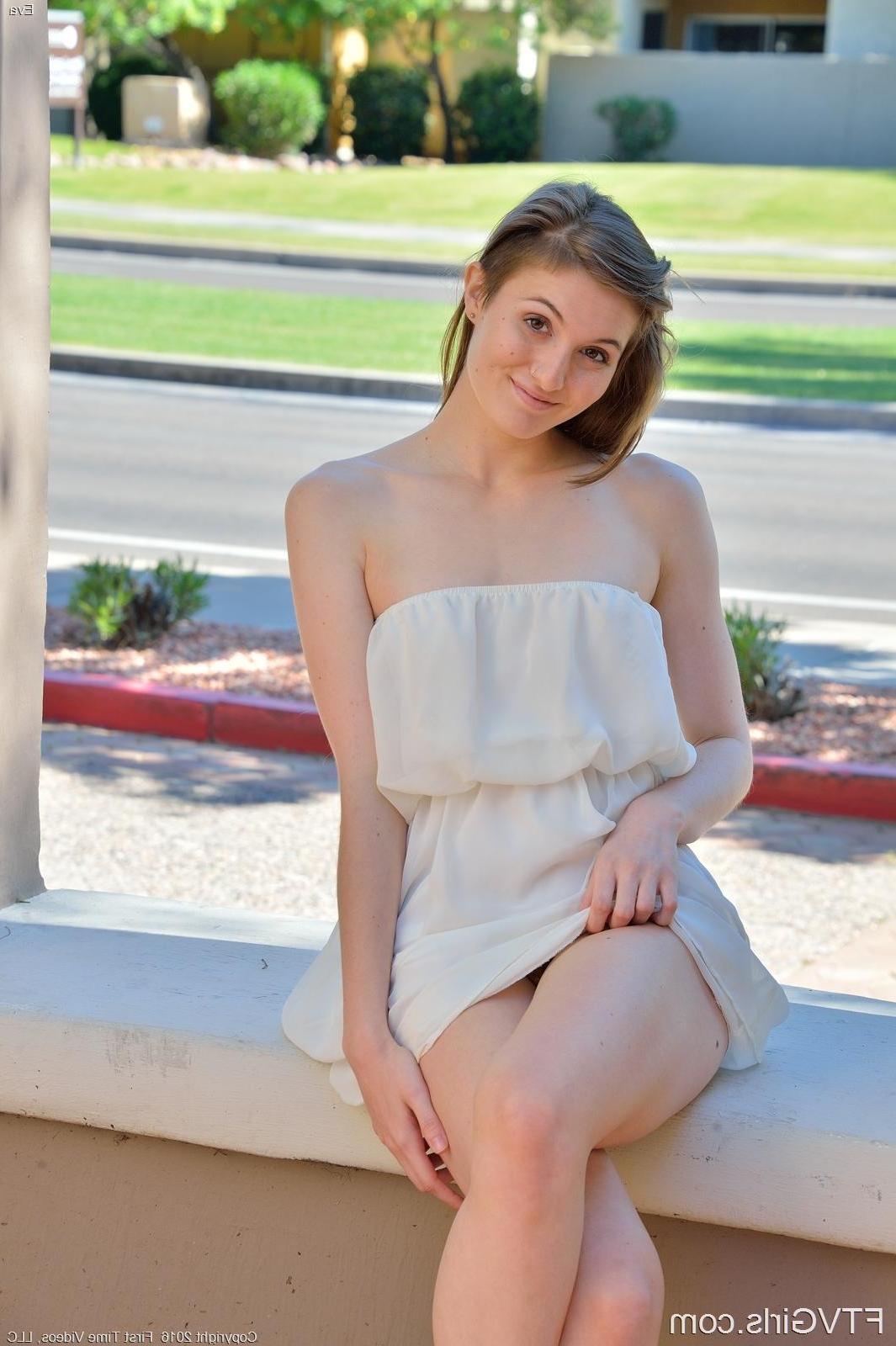 16P Hot coed Eva shows you what's under her white dress
