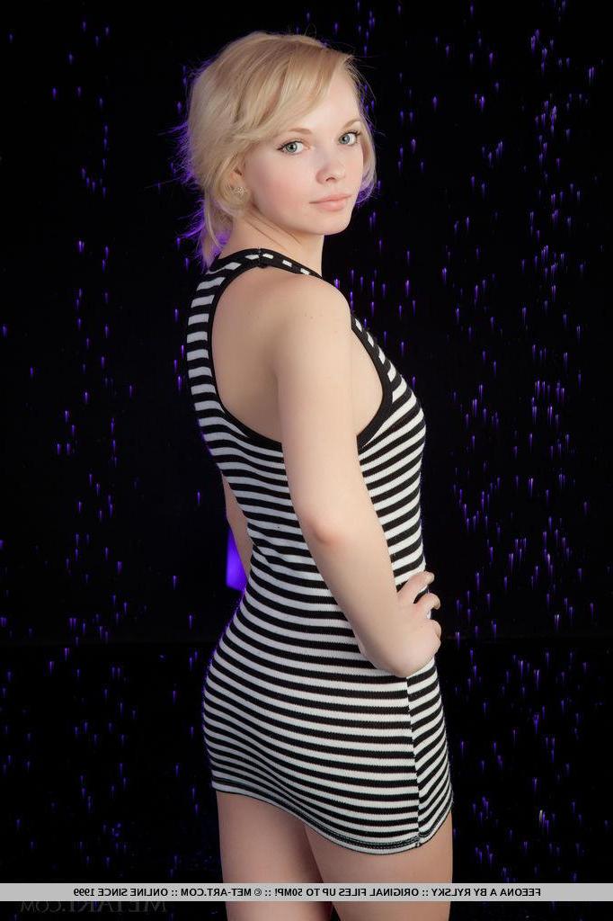 18P Blonde teen Feeona A strips nude and gets her pussy wet for you