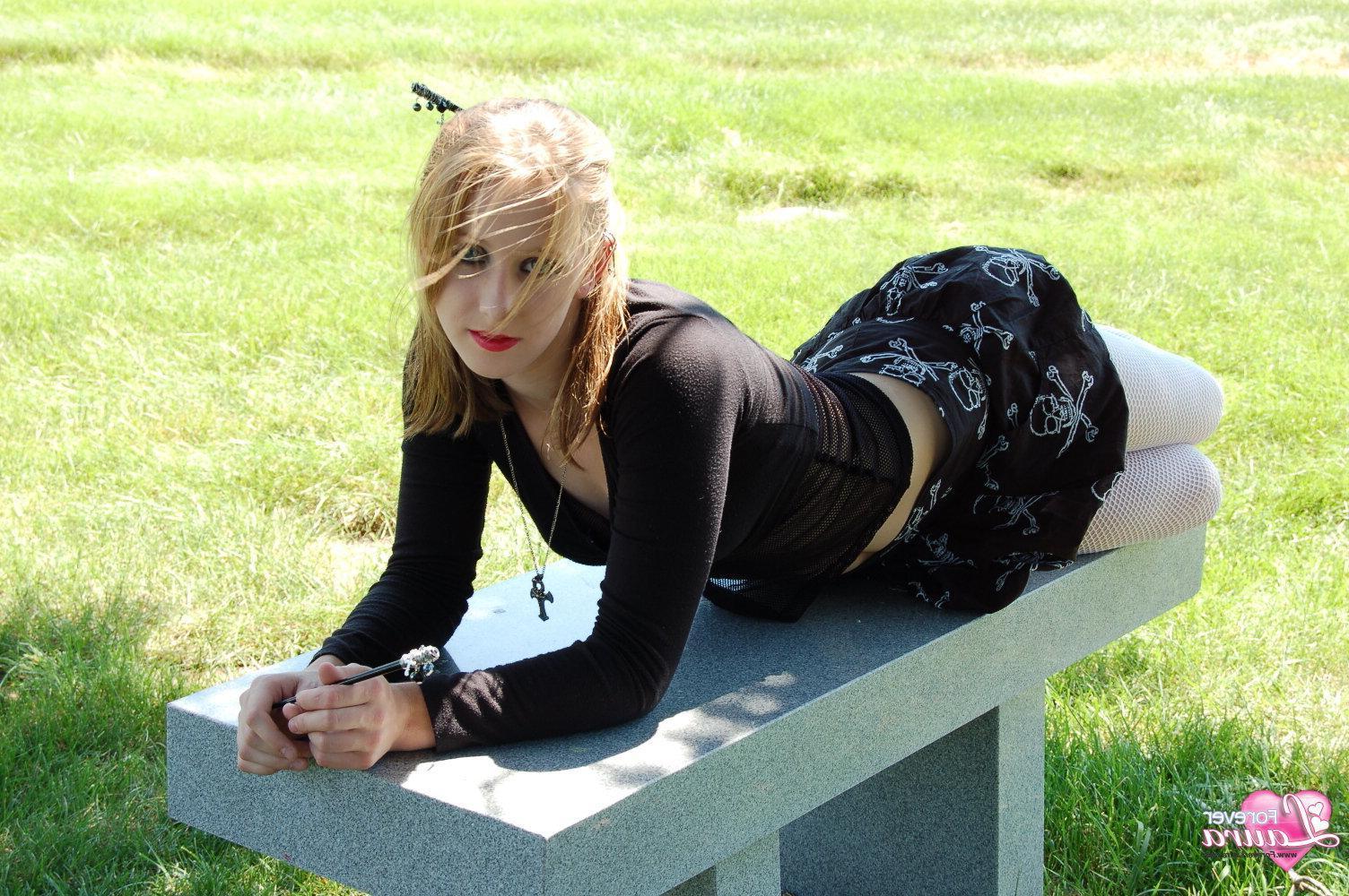 13P Hoit redhead teen Laura looking all gothy and getting maked in the graveyard