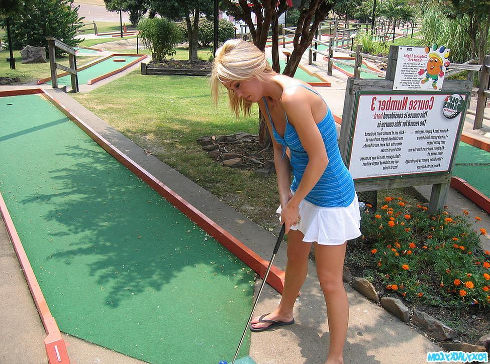 20P Pictures of teen chick Foxy Jacky playing some mini golf