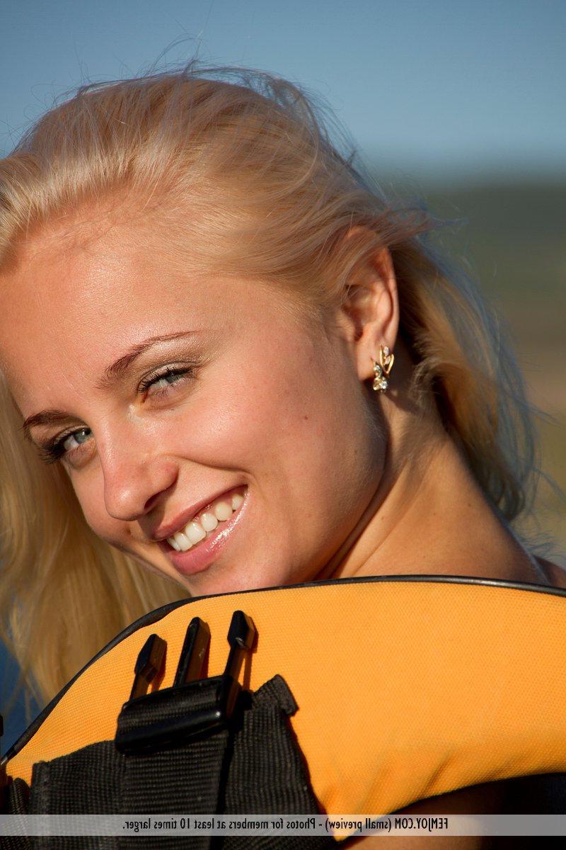 14P Pictures of blonde teen Hella spreading her legs on a boat