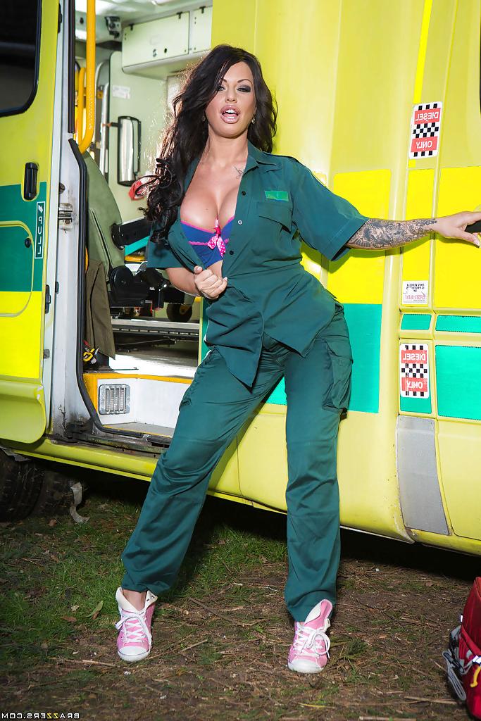 16P Big tit brunette milf Kerry undressing that nurse uniform