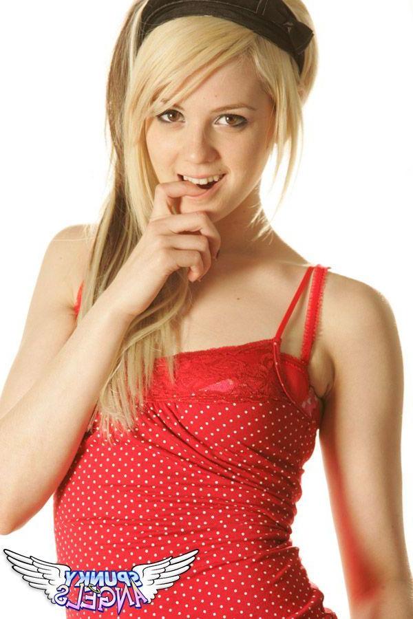 20P Pictures of a cute blond teen giving your cock a tease