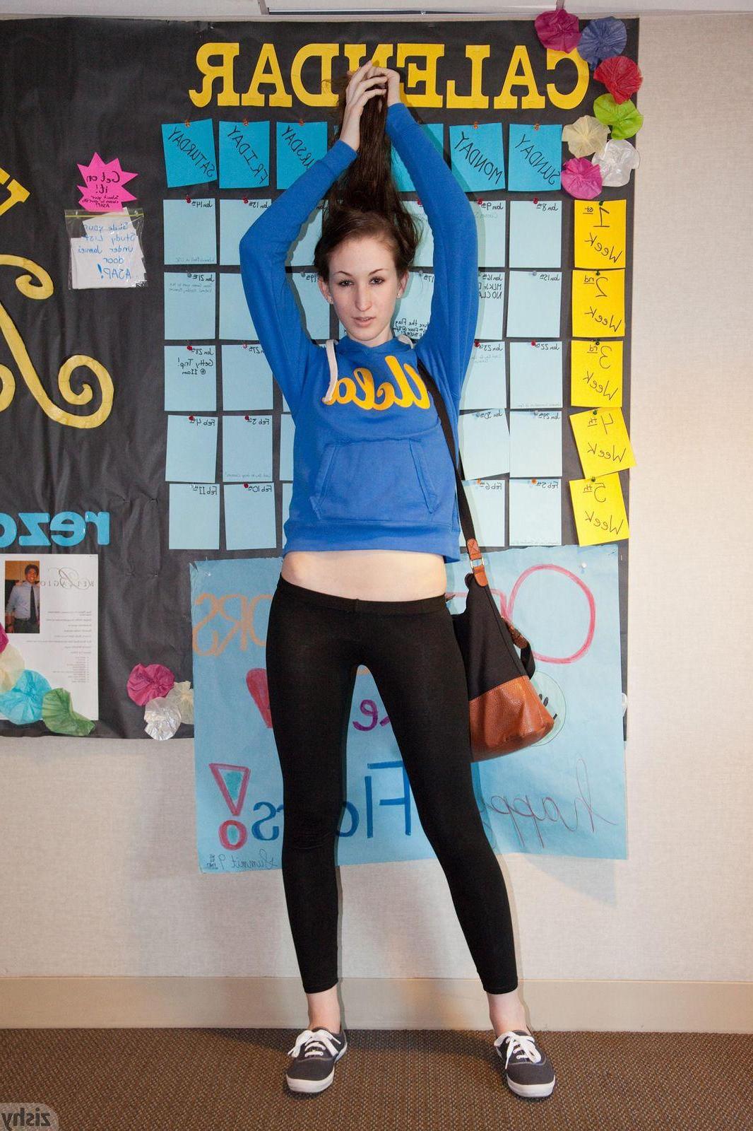 12P Hot redhead Haley Gladwell teases in her black yoga pants