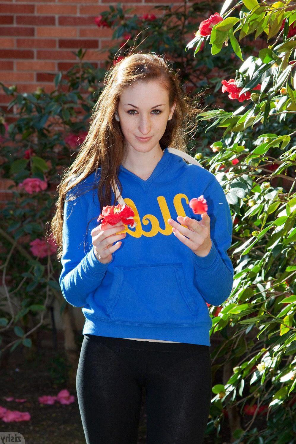 12P Hot redhead Haley Gladwell teases in her black yoga pants