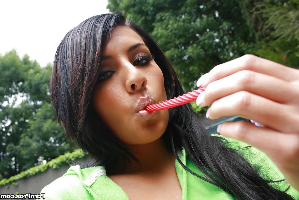 16P Latina teen Lexi Diamond plays with candles and shows her spread twat