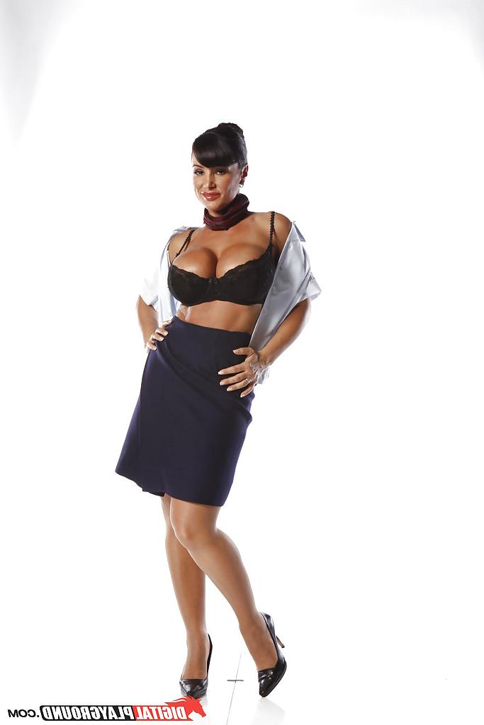 16P Mature Lisa Ann undresses her uniform to present you her tits