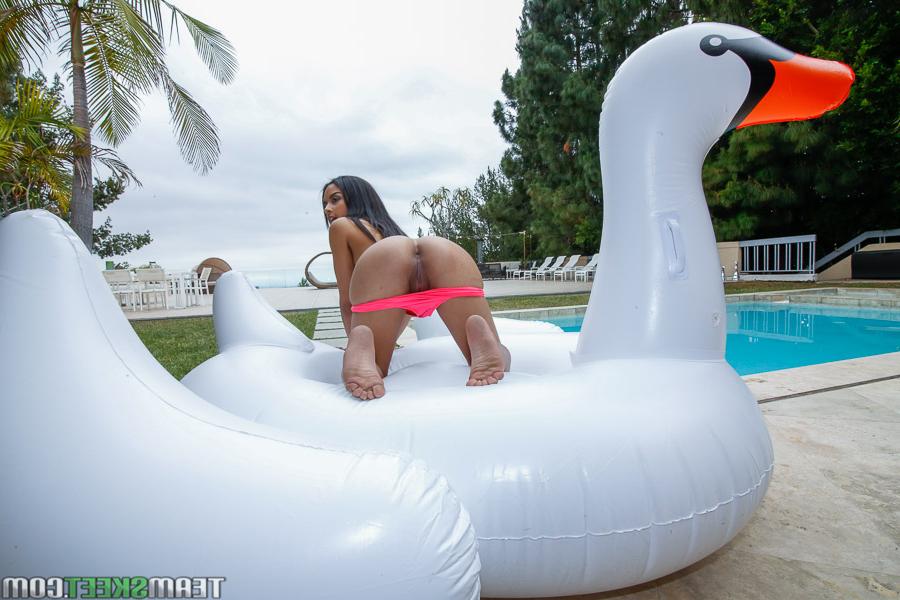 16P Nudity by the pool along young teen in the mood for porn Maya Bijou