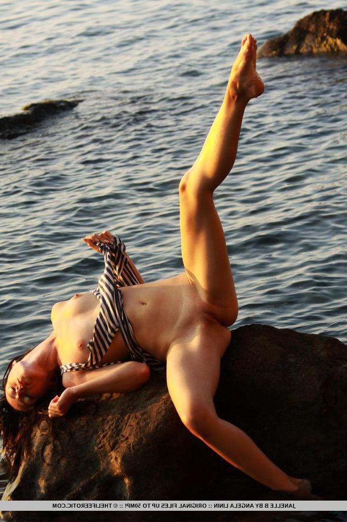 16P Stunning brunette Janelle B gets her pussy all wet for you