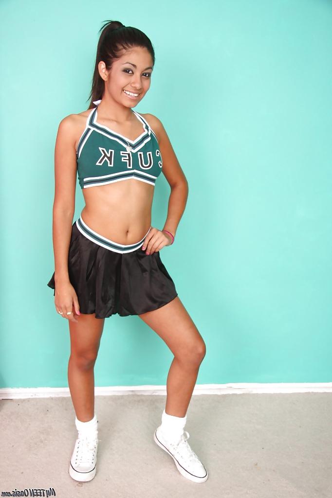 16P Sporty Latina teen Ruby Rayes combines cheerleading and strip