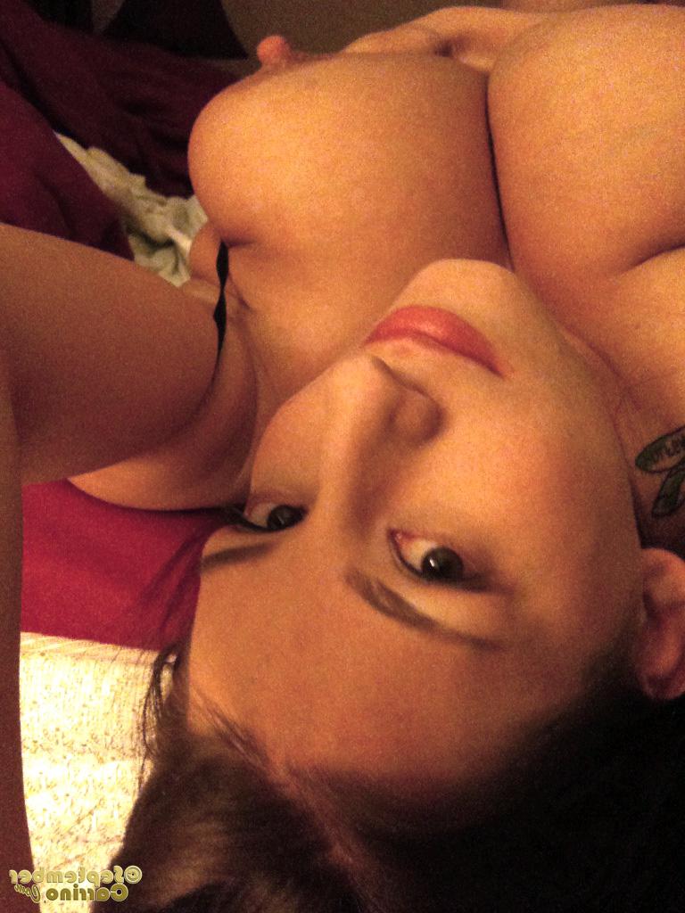 12P Amazingly lovely babe September Carrino showing off her big tits