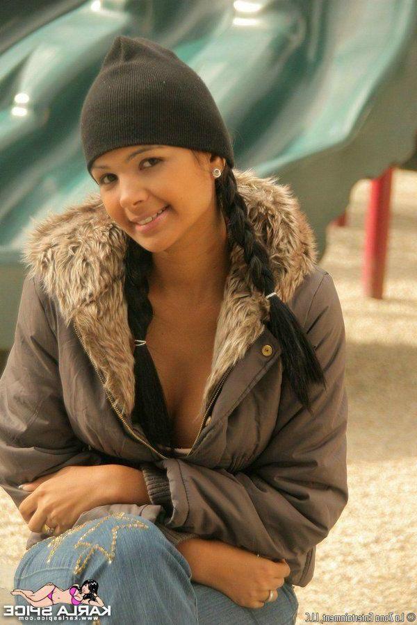 15P Pictures of teen hottie Karla Spice teasing in her winter coat