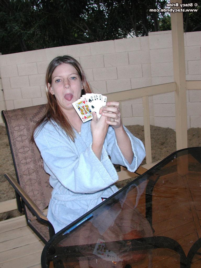 20P Pictures of teen model Stacy Bride playing strip poker with her friends