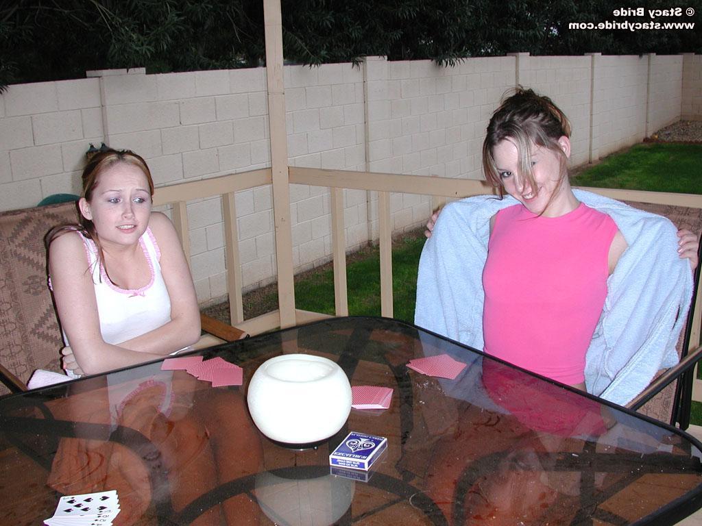 20P Pictures of teen model Stacy Bride playing strip poker with her friends