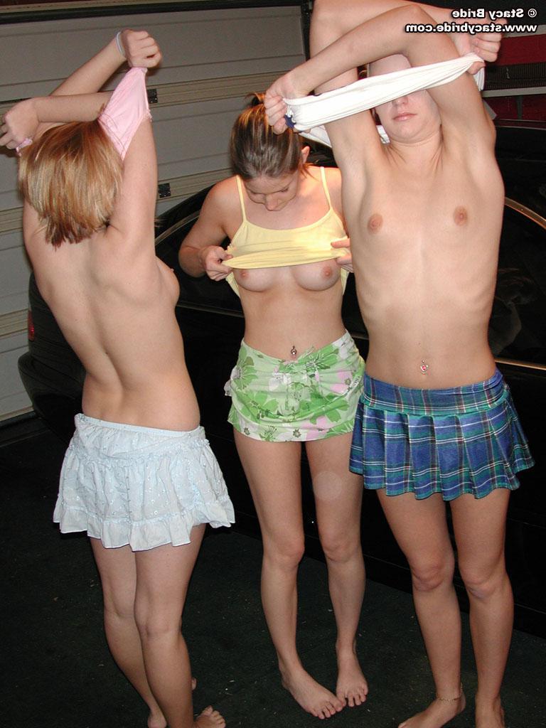 20P Pictures of teen girls stripping next to a car
