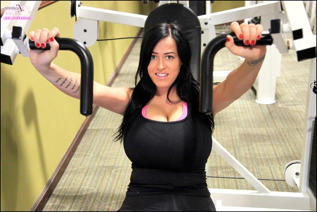 15P Leanne Crow teases with her huge boobs in the gym