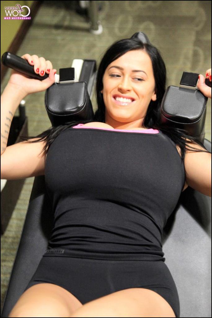 15P Leanne Crow teases with her huge boobs in the gym