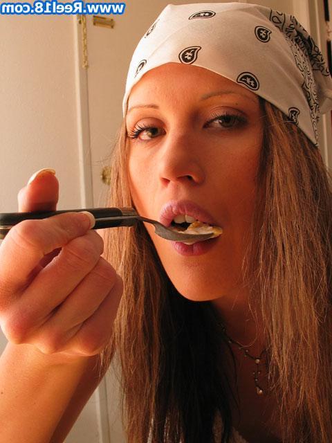 20P Pictures of a hot blond coed teasing with milk