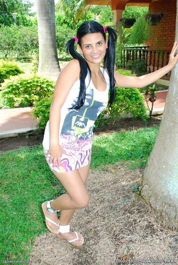 15P Pictures of pigtailed latina Lizette getting fingered outside