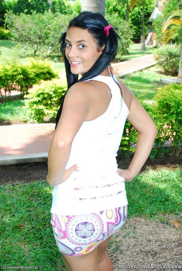 15P Pictures of pigtailed latina Lizette getting fingered outside
