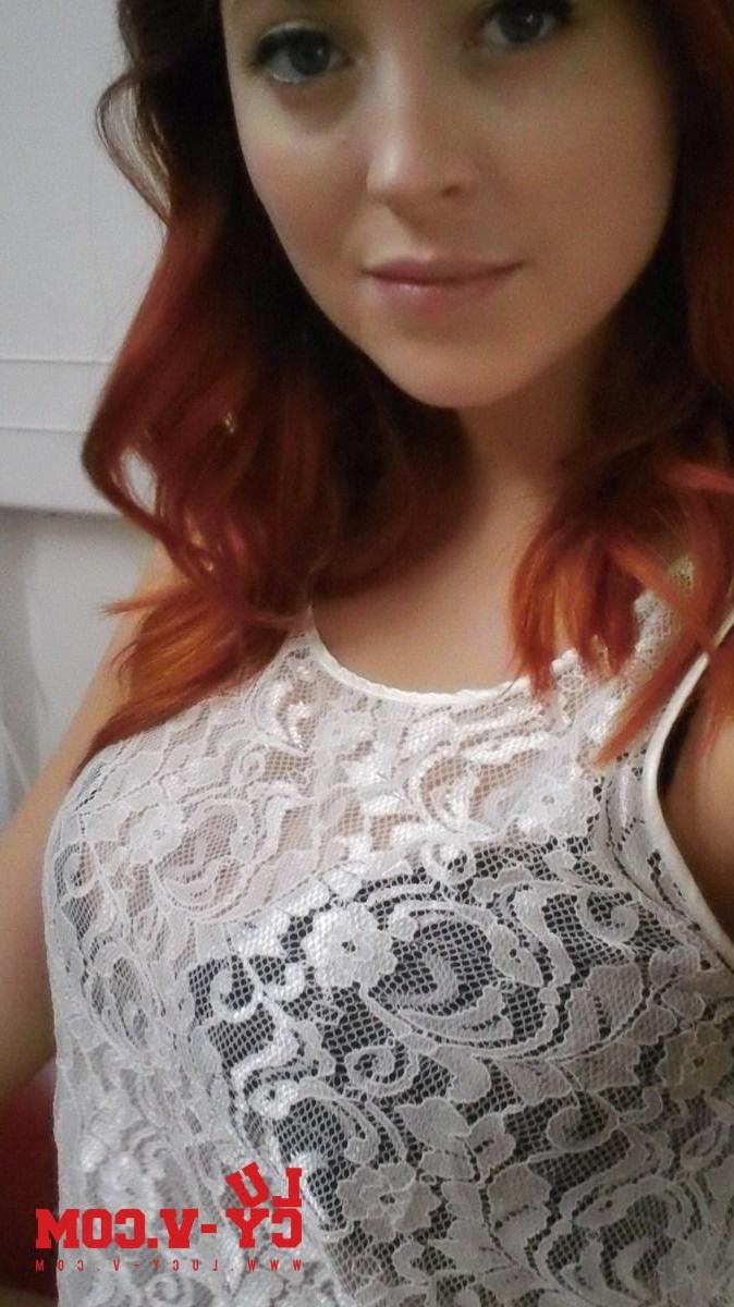 12P Lucy V strips from her cute white top and black lingerie at home